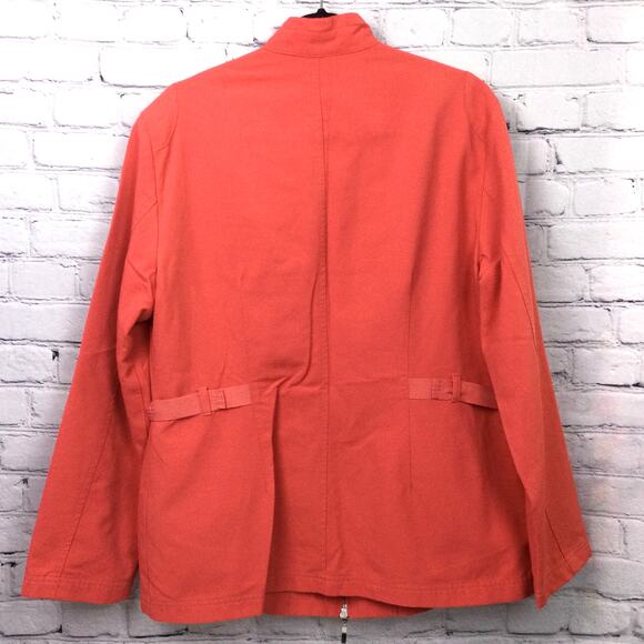 Oltre Women's Mock Neck Flap Pocket Zippered Lightweight Orange Jacket Size 14 - Picture 4 of 15